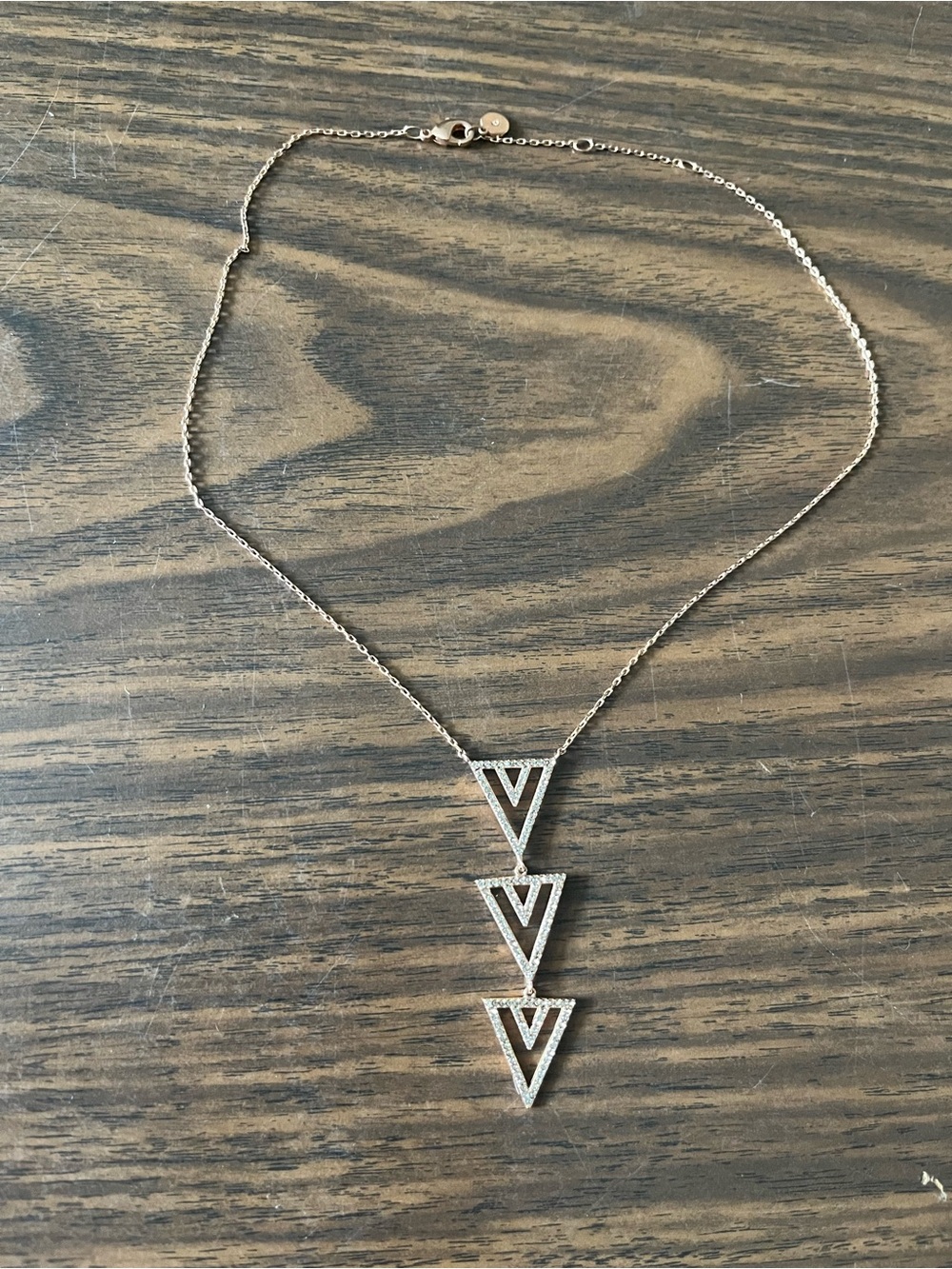 Stella & Dot Rose Gold Rhinestone Geometric Drop Necklace